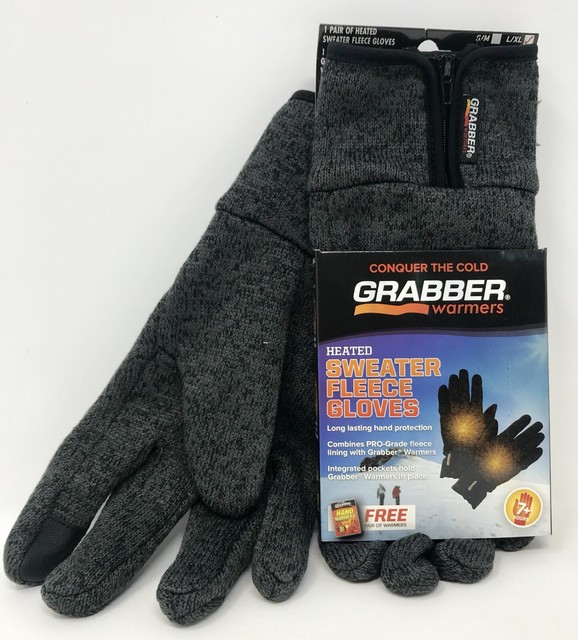 GRABBER Heated Sweater Fleece Gloves w/ Free Pair Warmers, Touch Screen