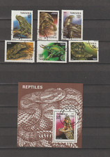Bloque Reptiles-Serpientes-Lagartos + Sellos -Sellado-Tanzania-1993-EXCELENTE
