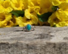 Natural Blue Turquoise Ring Statement Ring 925 Sterling Silver Promise Ring Gift