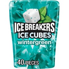 ICE BREAKERS Ice Cubes Wintergreen Sugar Free Chewing Gum Bottle, 3.24 oz 40