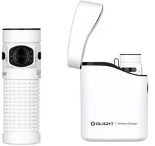 Olight Baton 4 Premium White Rechargeable Flashlight w/Charging Case, 1300 Lum