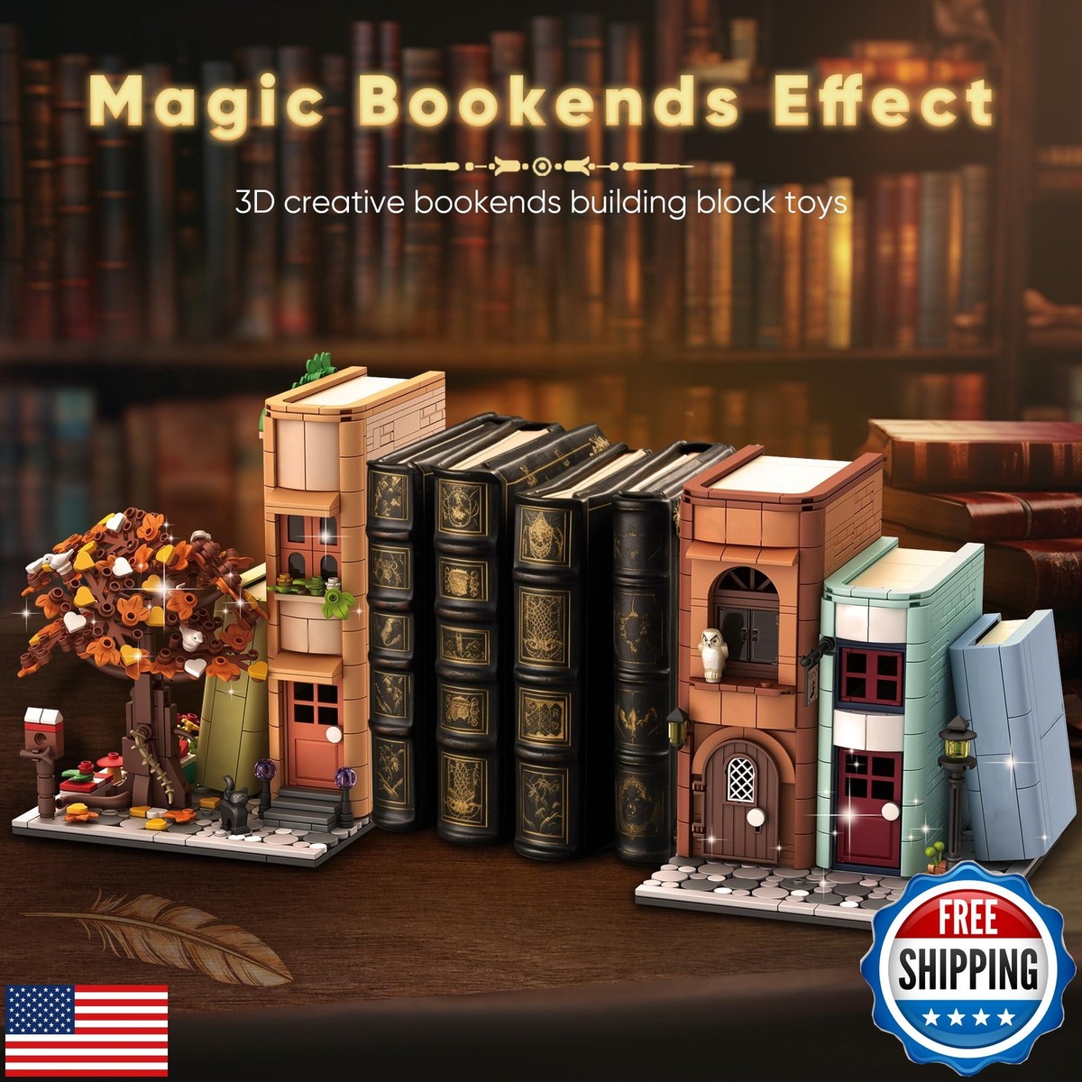 Zylvoxia Bookend Magic House Building kit, Home Decorative for