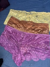 3 BLACK FUCHSIA by SECRET LACE LLC Plus Size 3X SHEER LACE PANTiES Runs Small