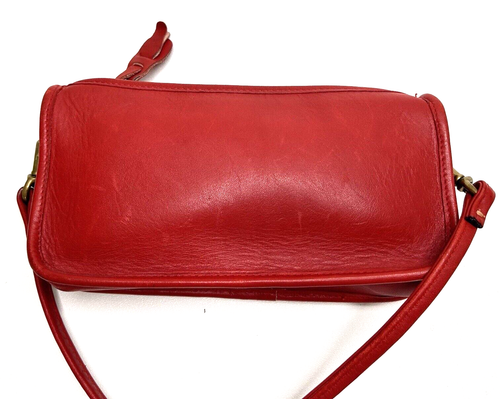 Red Leather Small Pocket Book Crossbody Unbranded
