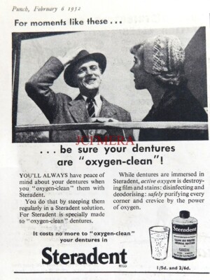 ''STERADENT'' Zahnersatzreiniger Vintage Dental ANZEIGE: Kleindruck 1952 670/38