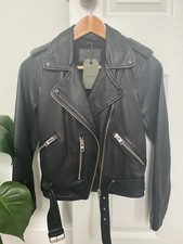 All Saints Balfern Black Leather Biker Jacket Allsaints - Size Uk 8 Eu 36 Us 4