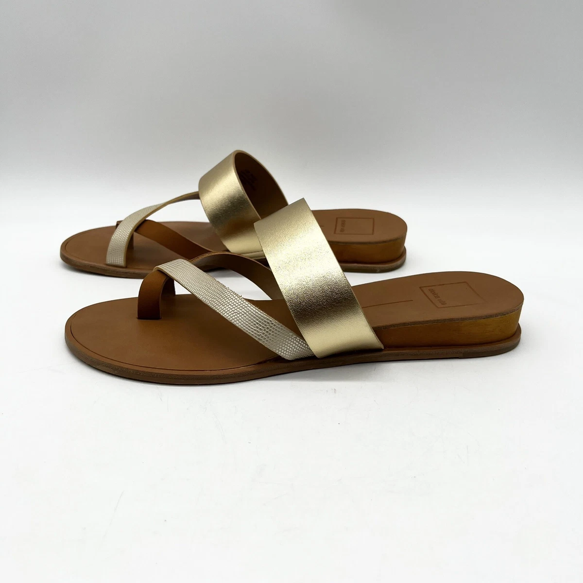 Dolce Vita Paddy Vegan Slide Sandals Slip On Wood Wedge Cross Strap Size 9.5