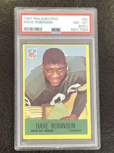 1967 Philadelphia Football Dave Robinson #80 PSA 8 OC NM-MT Rookie RC HOF