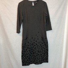 J McLaughlin Dress Leopard Print Gray Black 3/4 Sleeve Size Small S