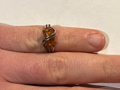 Bijoux Bague en argent et ambre Taille 54 (109-14/4-72)