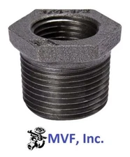 2" MNPT x 1-1/2" FNPT Hex Reducing Bushing Black Malleable Iron MI12090841BMI