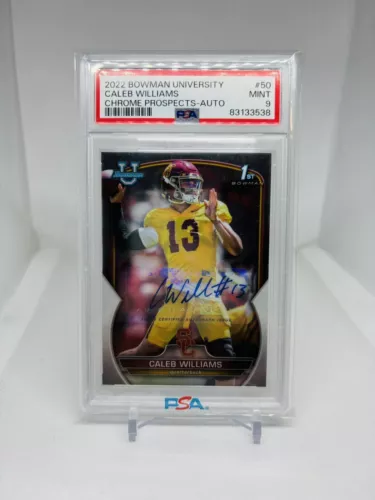 🔥 2022 Bowman University Chrome Caleb Williams 1st Auto Autograph #50 PSA 9 🔥