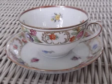 Schumann Dresden Flowers Empress Flat Demitasse Cup & Saucer - US Zone Mark