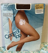 NOS JCPenney Super Shaper Taupe pantyhose size Queen Short sheer toe