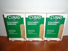 Curad Flex Fabric Bandages 3/4 inch x 3 inch 30 ct Each Lot of 3 Boxes 90 Total