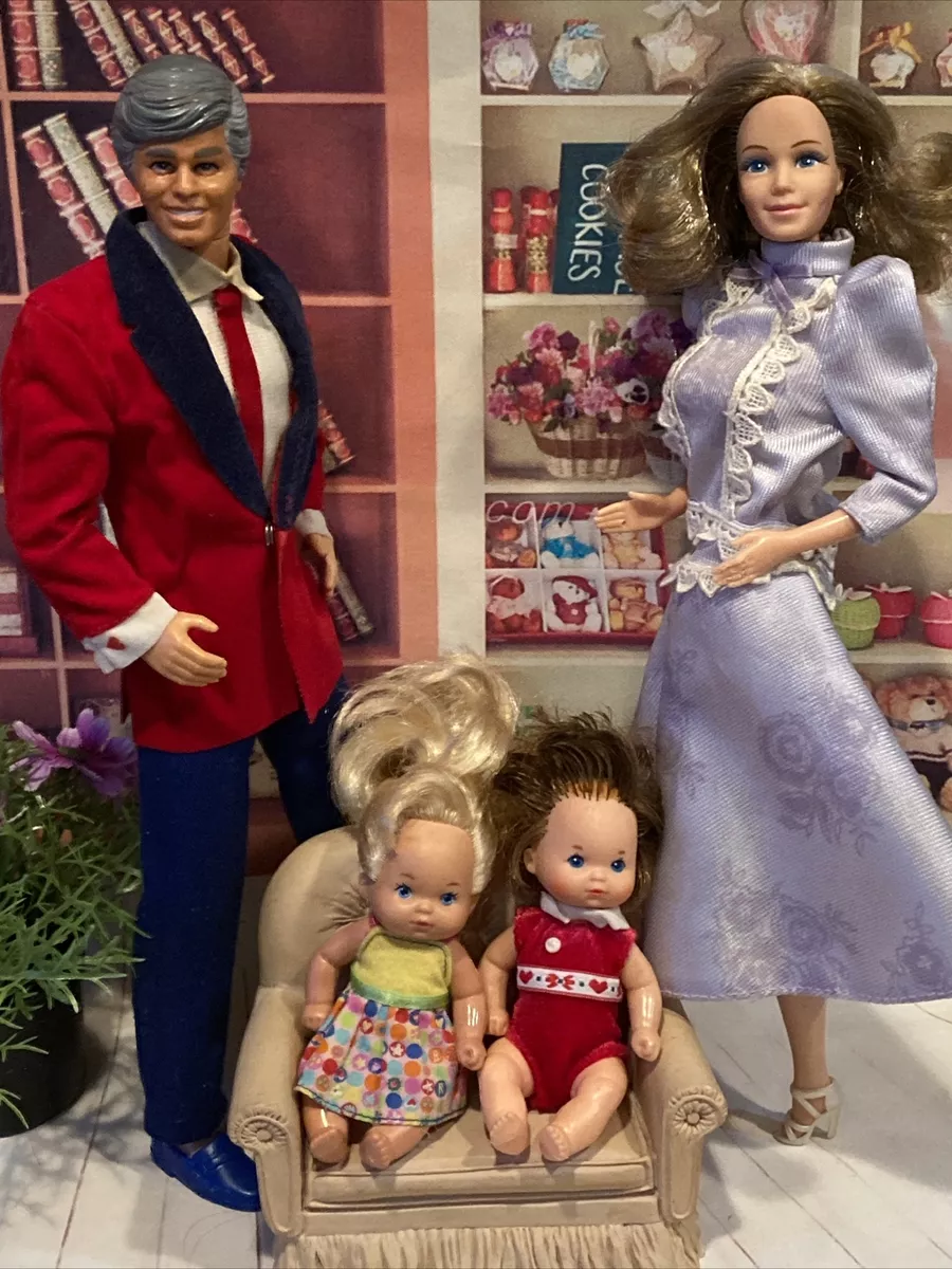 ❤️ Heart family Barbie dolls Grandma & Grandpa + 2 Grandchildren 1986  Mattel ❤️