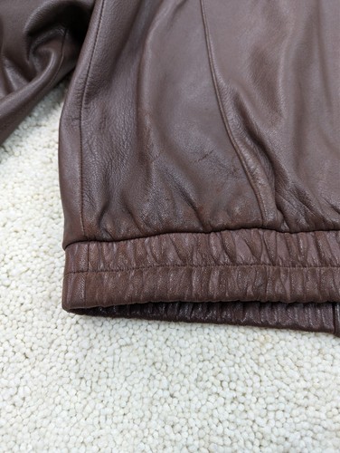 Roundtree Yorke Leather Jacket Mens Large Brown Coat Lambskin Bomber Flight VTG - Picture 15 of 24