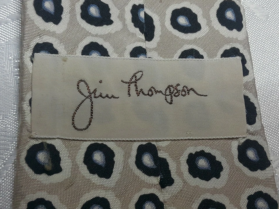 CORBATA DE HOMBRE CABALLERO TAILANDIA VINTAGE AUTÉNTICA JIM THOMPSON BEIGE SEDA TAILANDESA Foto 4 de 4