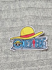One P. Anime Straw Logo Embroidered Iron On Patch-