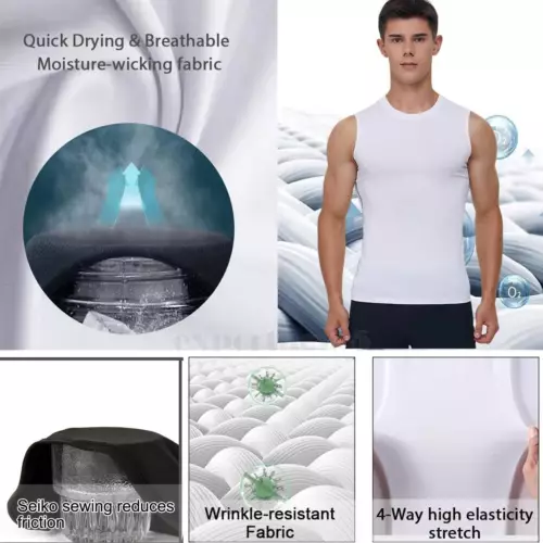 Gilet dimagranti uomo sport abbigliamento attivo top shapewear camicia compressione body shaper - Foto 7 di 36