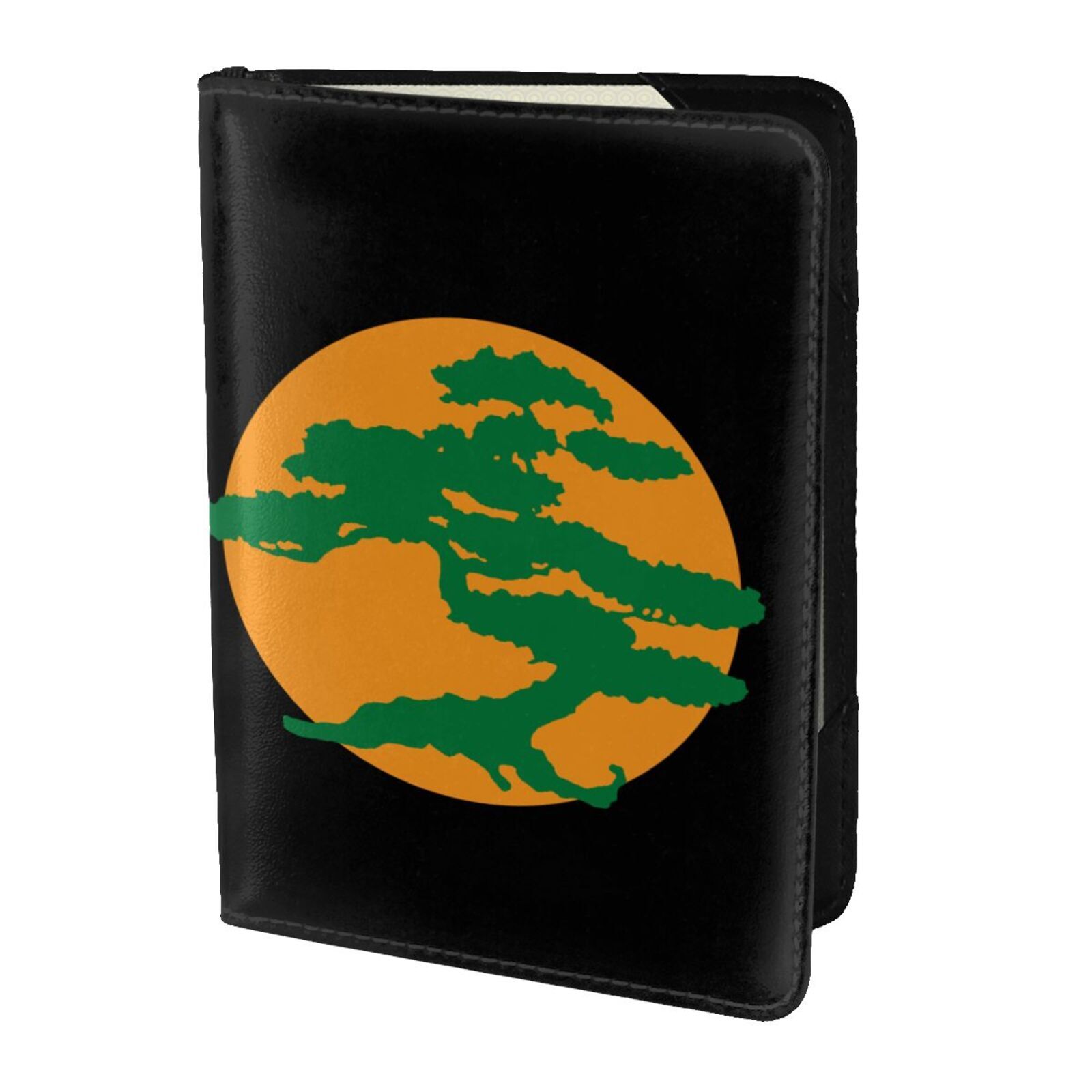Leather Bonsai Tree Passport Holder Wallet for Men - 5.5 Inch Foldable ID Bag-image