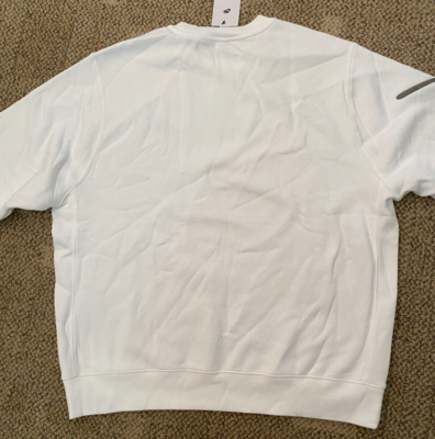 Nike Club Fleece Men's Brushed-Back Graphic Crew White Size