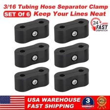 Universal For 3/16" Brake Tubing Separator Clamps Kit Black Aluminum (SET OF 6)
