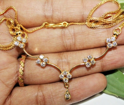 1.05ct Diamante Redondo Natural 14K Oro Amarillo Macizo Aniversario Boda Collar