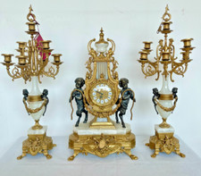 Orologio Trittico in bronzo e marmo stile francese XX secolo