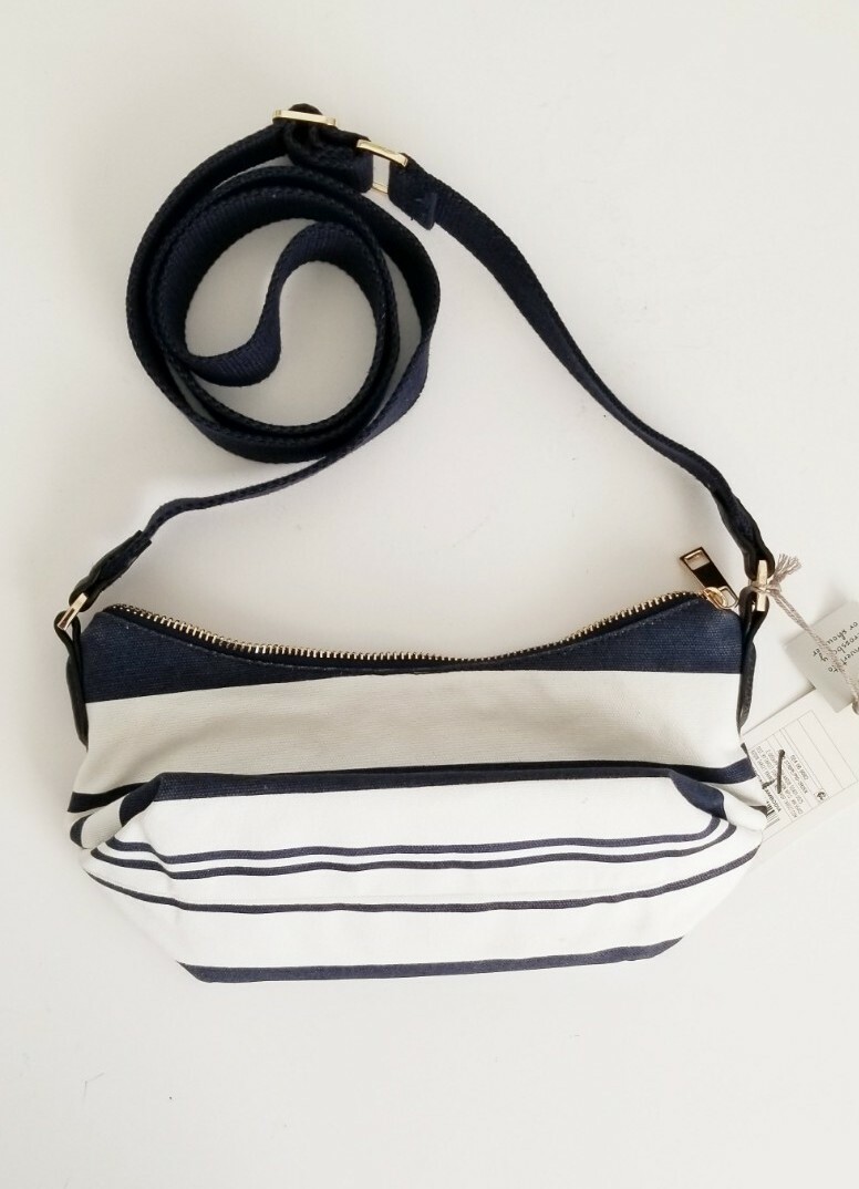 A New Day Navy Blue White Striped Crossbody Bag, 10x5
