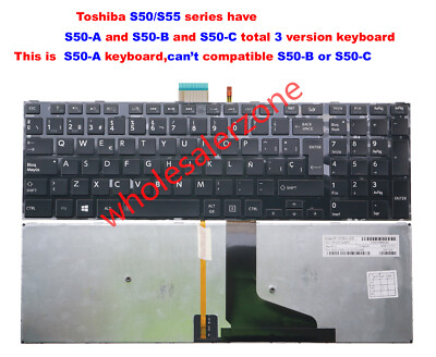 New for Toshiba S55-A S55D-A S55t S55t-A S55t-s5389 Keyboard backlit Spanish