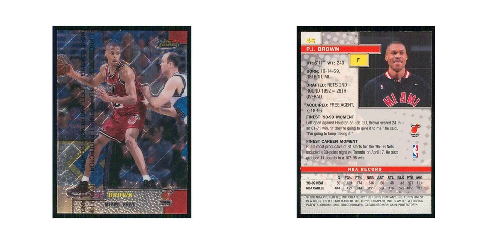 1999 Finest w Coating P.J. Brown Heat #45 - Image 3 of 3