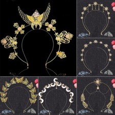 Sun Goddess Angel Halo Crown Headpiece Gold Queen Anna Baroque Pearl Headband