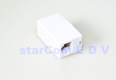 Telefon-Adapter 6P4C RJ-11 Modular Kabel-Verbinder Buchse Bu/Bu weiß Kupplung
