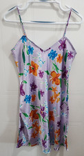 Jaclyn Smith Sleepwear Women's Sleeveless V Neck Satin Nightgown Purple Floral S