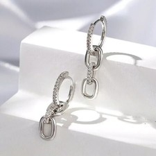 2CT Round Simulated Diamond Women's Hoop Huggie Earrings 14K White Gold Plated