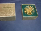 Baldwin 2000 3D 24kt Gold Over Brass Evergreen snowflake  Ornament ~ In Box