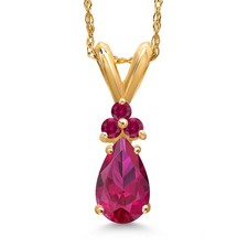 1.06 Ct Pear Shape Red Created Ruby 14K Yello...
