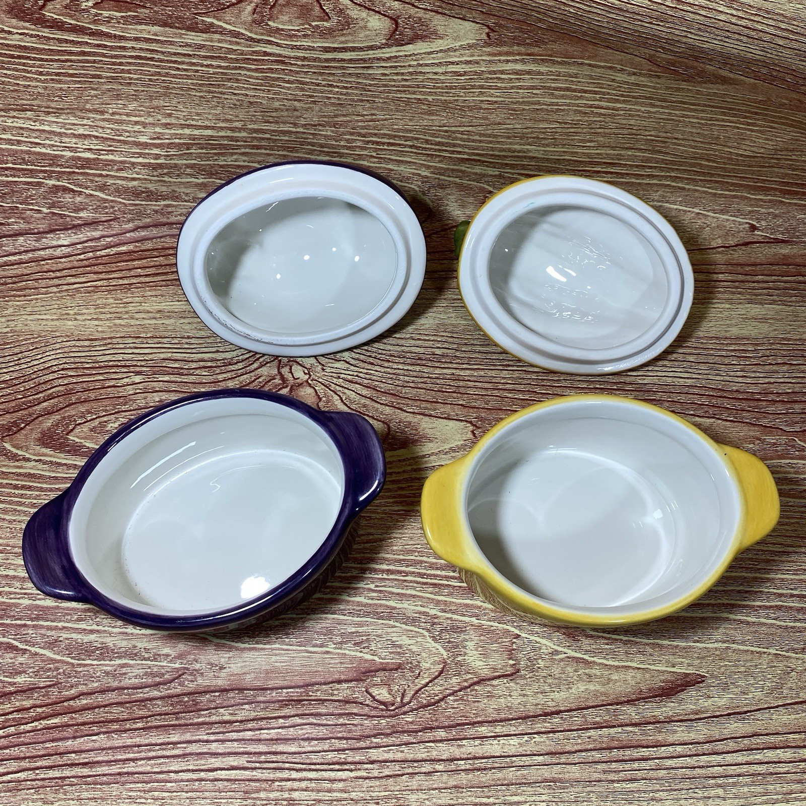 Philippe Richard Vintage Single Serve Ceramic Casserole Dish Eggplant Corn Set