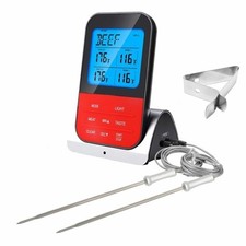 Wireless Meat Thermometer with Timer Alarm 2 Probes For BBQ Food Grill Baking