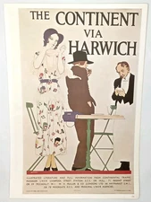Vintage Poster Lithograph Replica Continent Via Harwich & Brutality 1972
