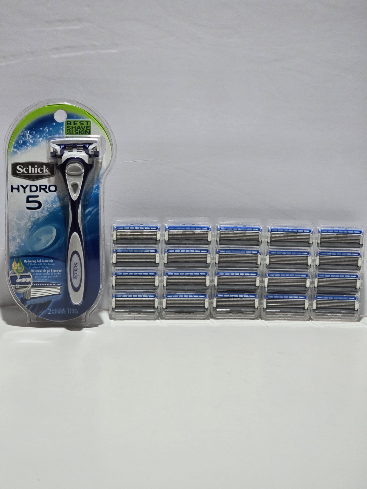 22 Schick Hydro 5 Razor Blades Refill Cartridges (Unboxed), +1 Hydro 5 Handle