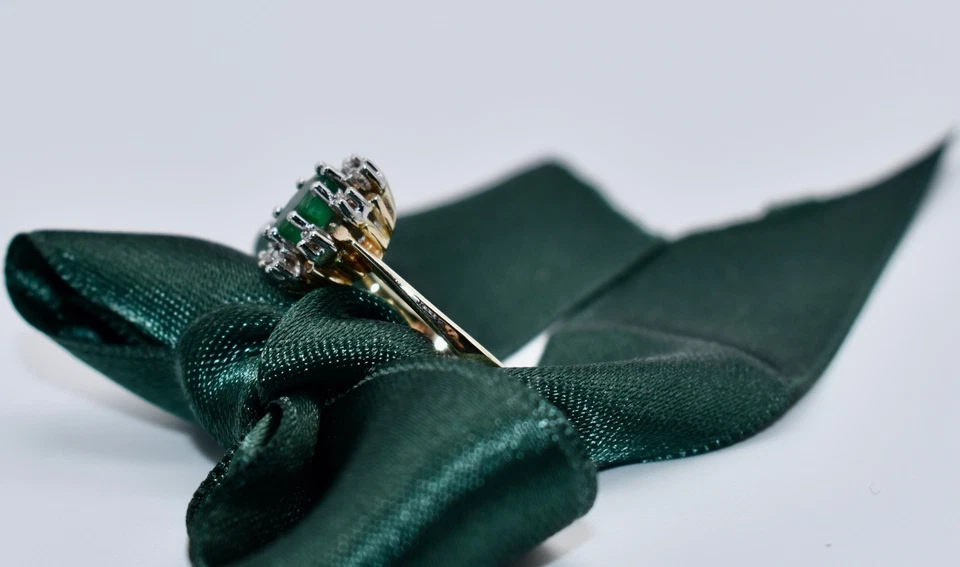 Smaragd Ring mit Brillanten 0,16 ct. 585/14kt Gelb & Weißgold Gr.57 Handarbeit! - Bild 3 von 4