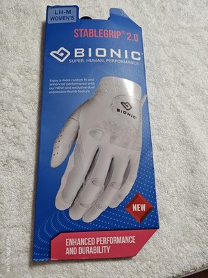 Bionic Women's StableGrip 2.0 Golf Gloves, White ,Left Hand Medium NIB