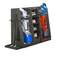 55.5''x16''x37'' LxWxH Wooden Golf Bag Organizer and Storage Rack, Gray