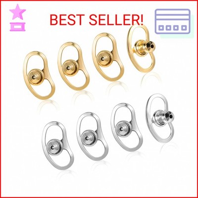 Earring Lifters Backs, Mabor 8 Pcs Earring Backs for Droopy Ears Locking Earring