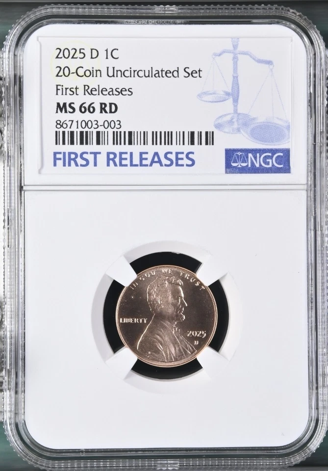 2025 P & D Lincoln SHIELD 1c Cent 2 Coin Set NGC MS66 RD FIRST RELEASES , FR % - Image 2 of 4