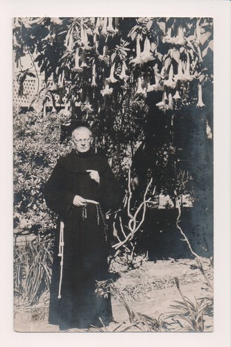 Father Superior Ludger Glauber at Santa Barbara Mission, 1908 California CA RPPC