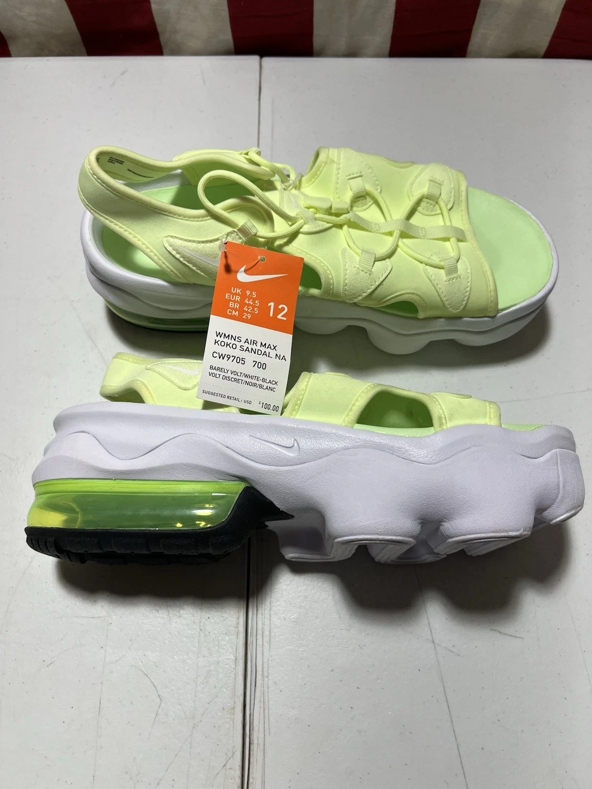 Sandali donna Nike Air Max Koko verde lime bianco taglia 12