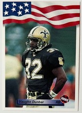 1992 AW Sports Vaughn Dunbar Rookie Card #18 Saints RB Indiana Football RC. rookie card picture
